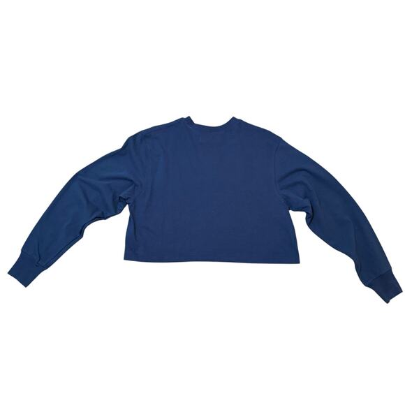 NWOT Yellow Label Co Crop Length Crewneck Cotton Sweatshirt Blue - Size XS - Picture 7 of 8